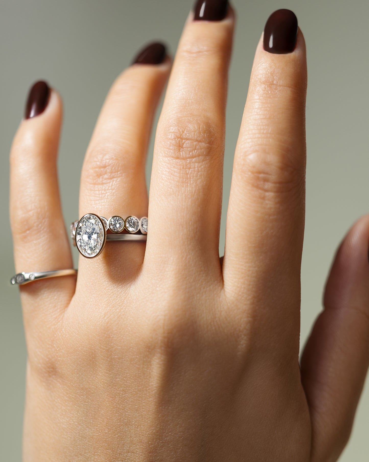 Armani - Oval Bezel Solitaire with Petal Gallery Engagement Ring - Rose Two-Tone - Lifestyle