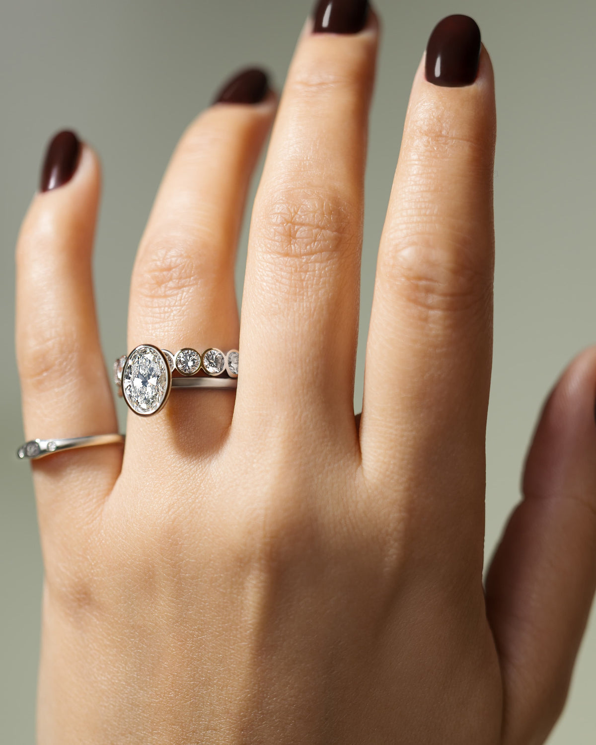 Armani - Oval Bezel Solitaire with Petal Gallery Engagement Ring - Yellow Gold