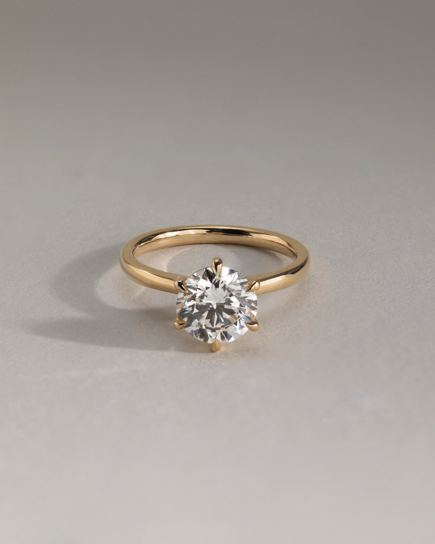 Daniela - Round Claw Solitaire with Solid Cathedral High Setting Engagement Ring - Rose Two-Tone