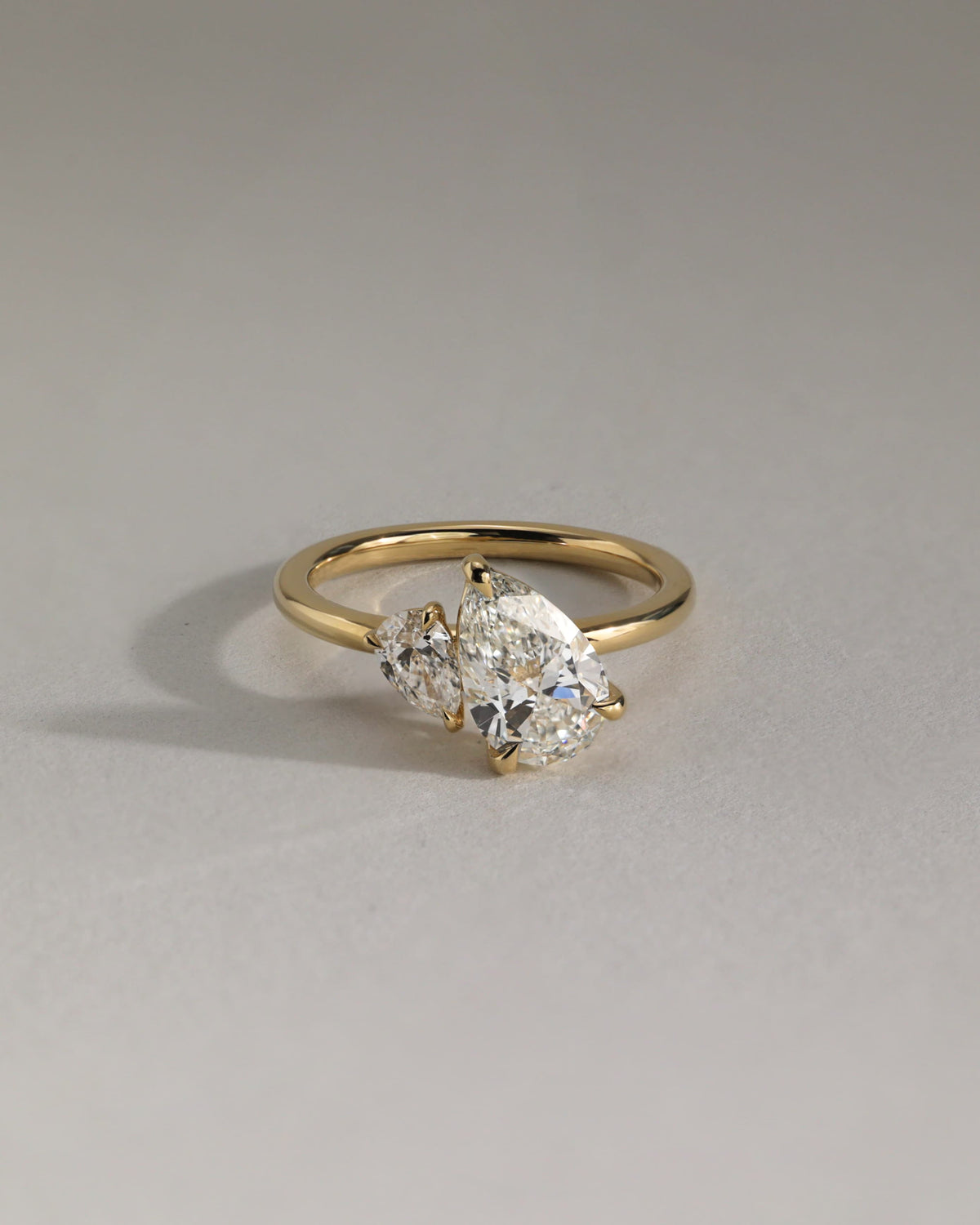 Francesca - Pear and Pear Claw Toi et Moi Engagement Ring - Yellow Gold