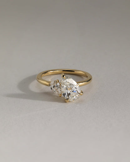 Francesca - Pear and Pear Claw Toi et Moi Engagement Ring - White Gold