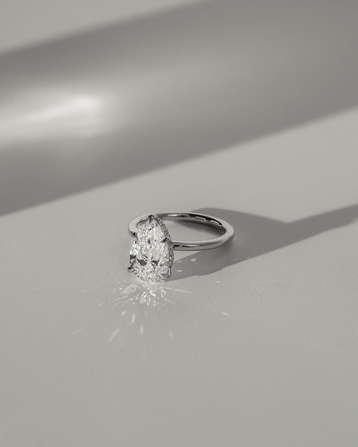 Ainsley - Pear Claw Solitaire with Wrap Around Hidden Halo Engagement Ring - Yellow Gold - yellow gold - Lara Jewels