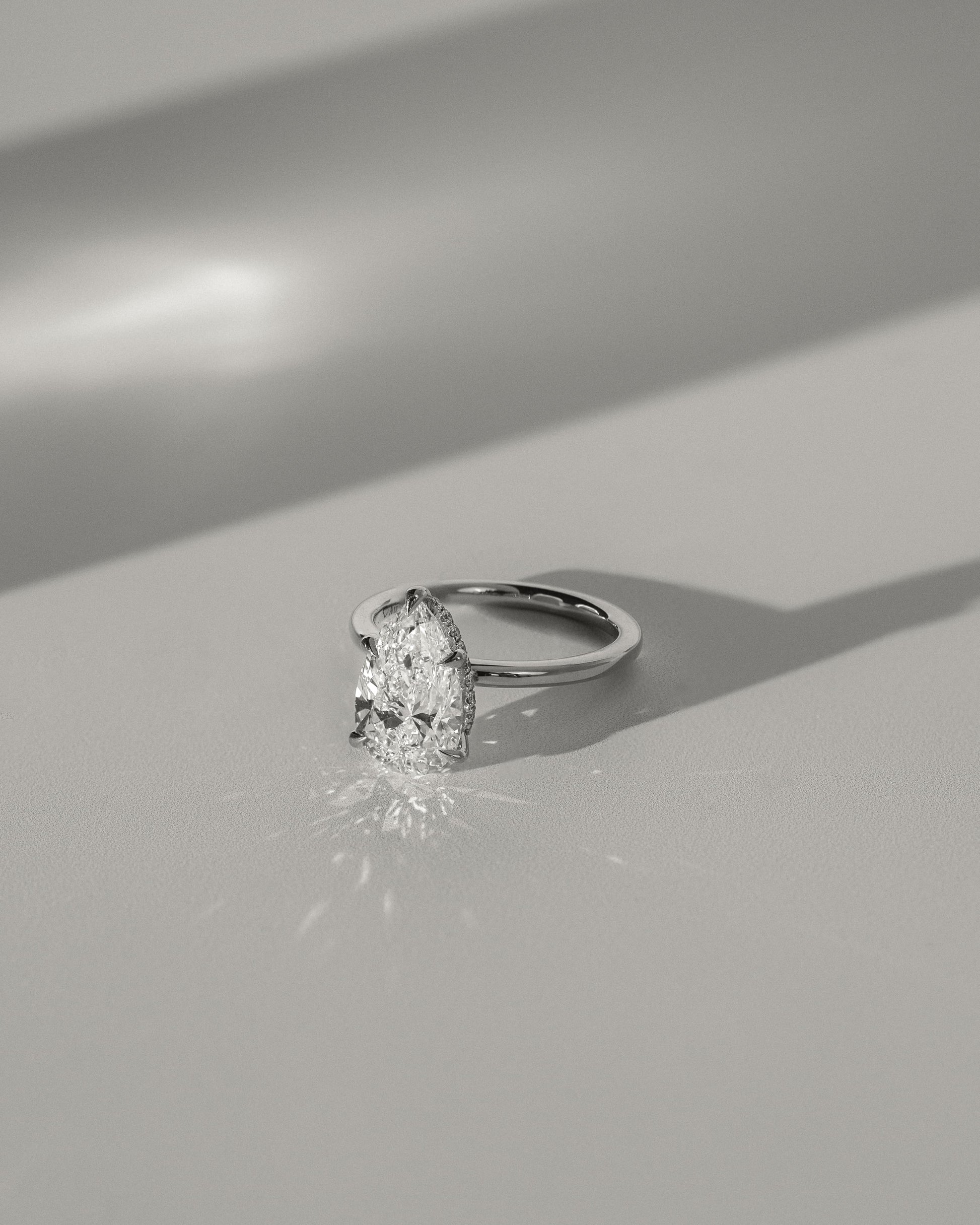 Ainsley - Pear Claw Solitaire with Wrap Around Hidden Halo Engagement Ring - Yellow Gold - yellow gold - Lara Jewels