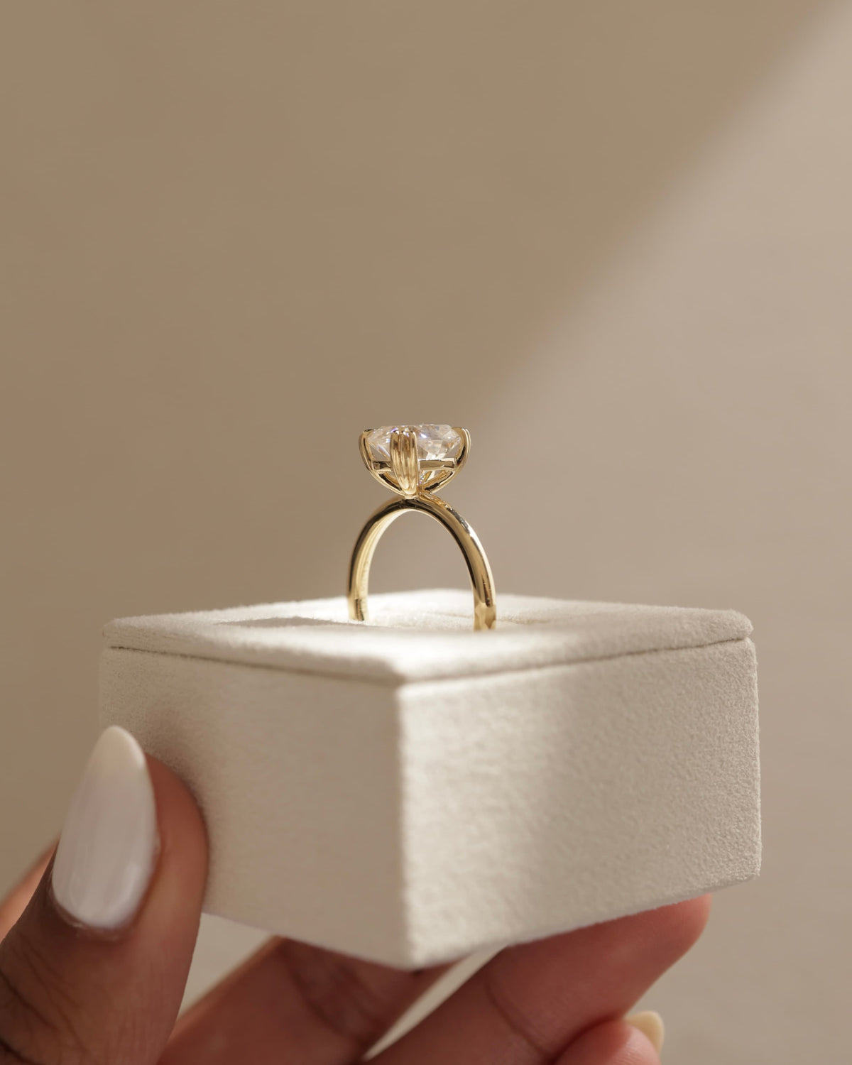Helena - Elongated Cushion Triple Claw Solitaire Engagement Ring - Yellow Gold