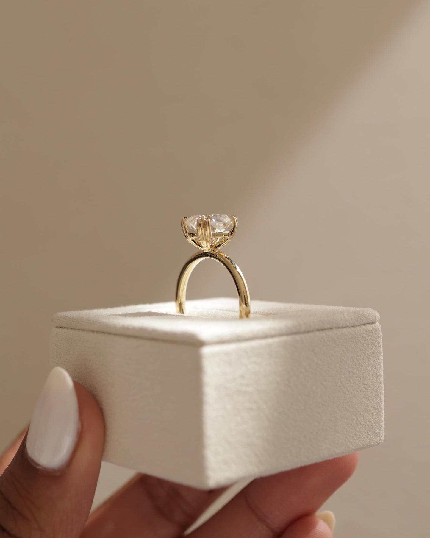 Helena - Elongated Cushion Triple Claw Solitaire Engagement Ring - White Gold