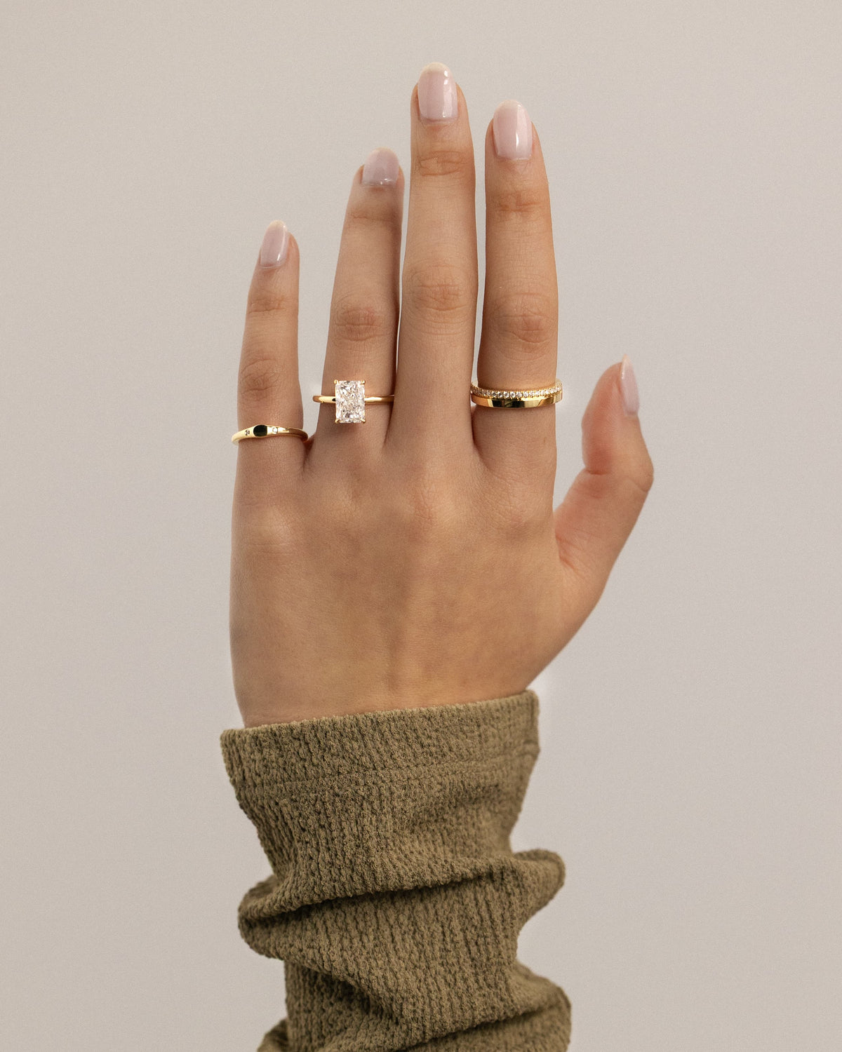 Carly - Radiant Claw Solitaire with Hidden Halo Engagement Ring - Yellow Gold