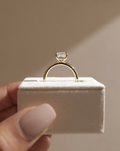 Hazel - Cushion Claw Solitaire Engagement Ring - Yellow Gold