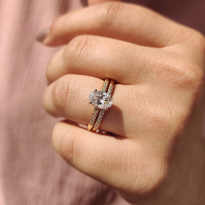 Oval Cut Diamond Ring In Pave Style