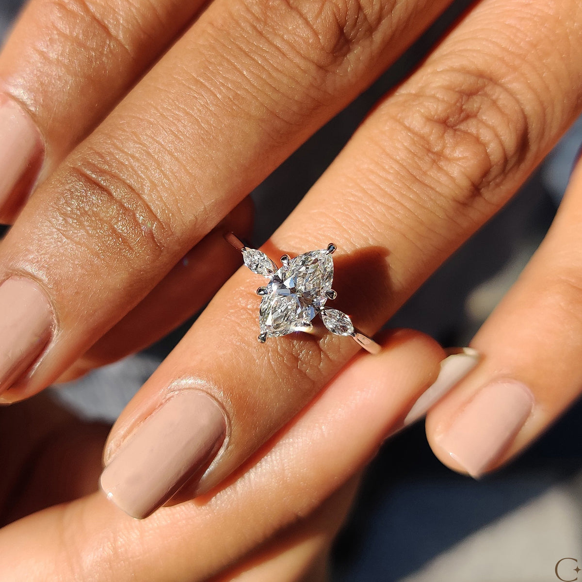Marquise Engagement Ring In 3 Stone Setting