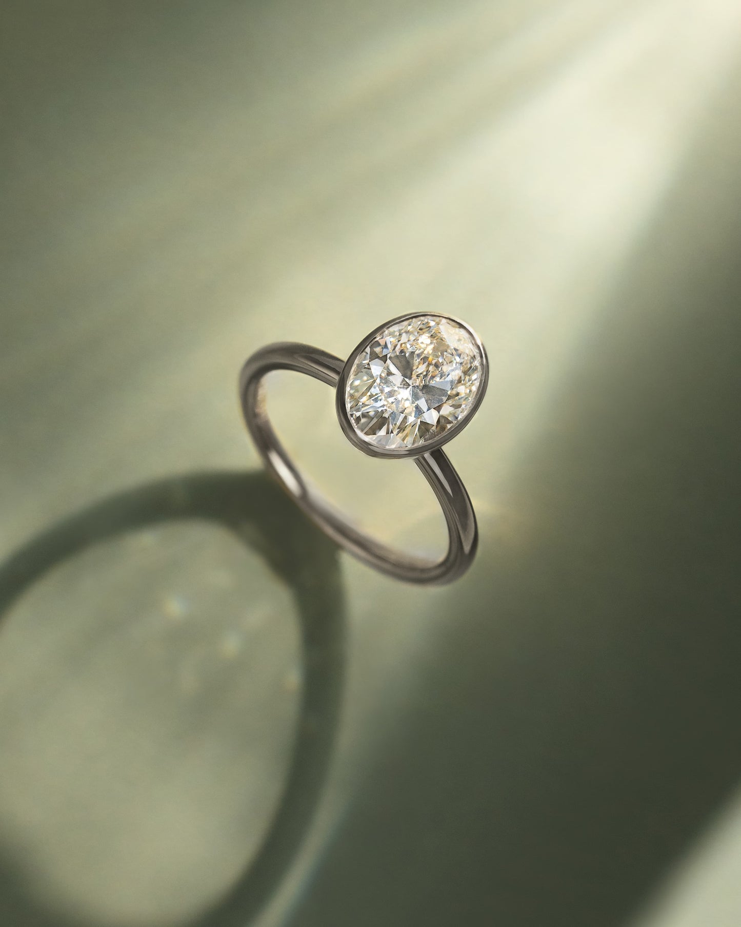 Armani - Oval Bezel Solitaire with Petal Gallery Engagement Ring - Rose Two-Tone