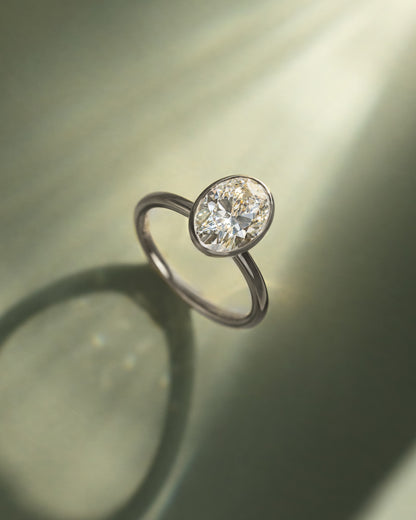 Armani - Oval Bezel Solitaire with Petal Gallery Engagement Ring - Rose Two-Tone