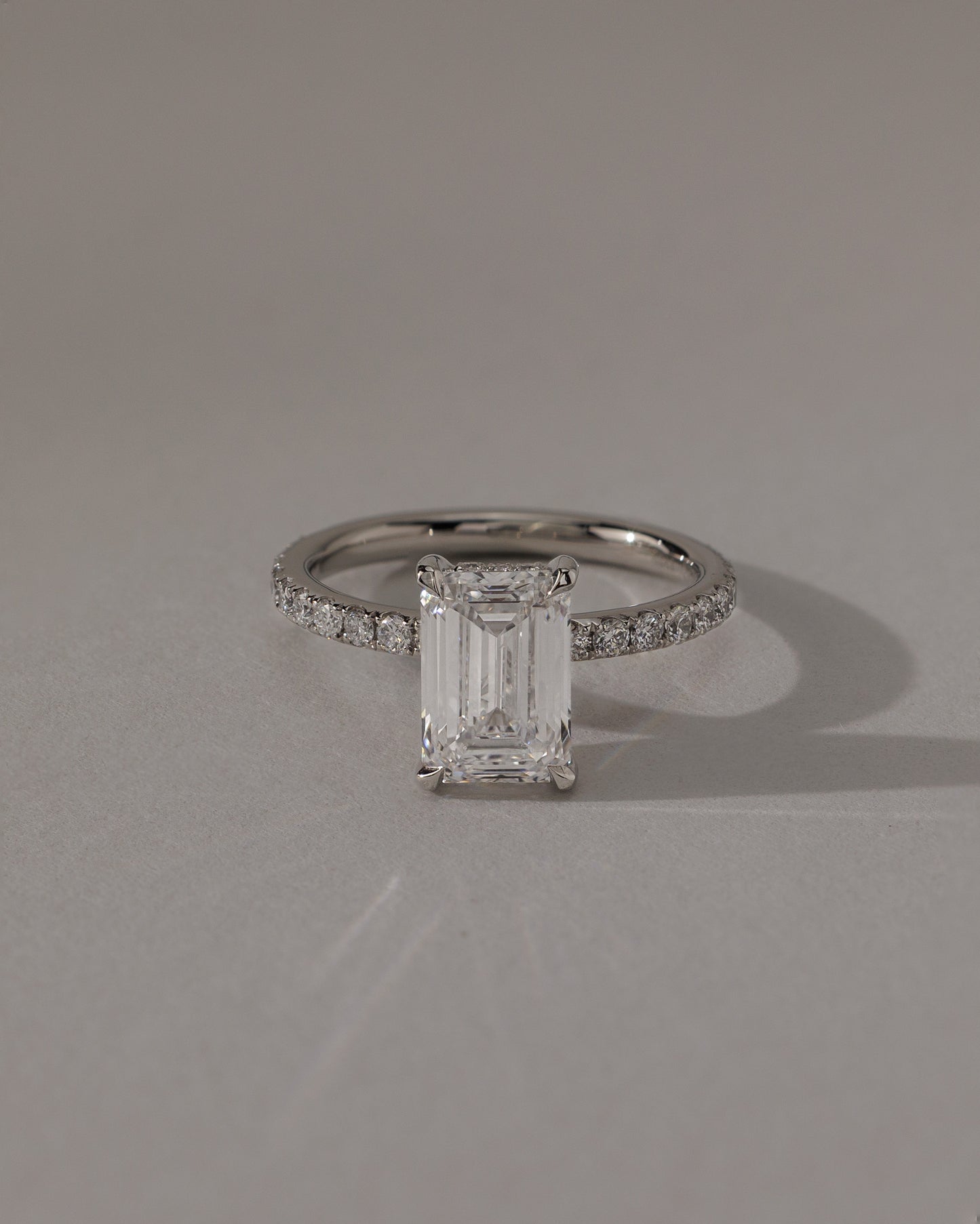 Gwyneth - Emerald Claw Solitaire with Hidden Halo and Pave Band Engagement Ring - Rose Two-Tone - Lifestyle
