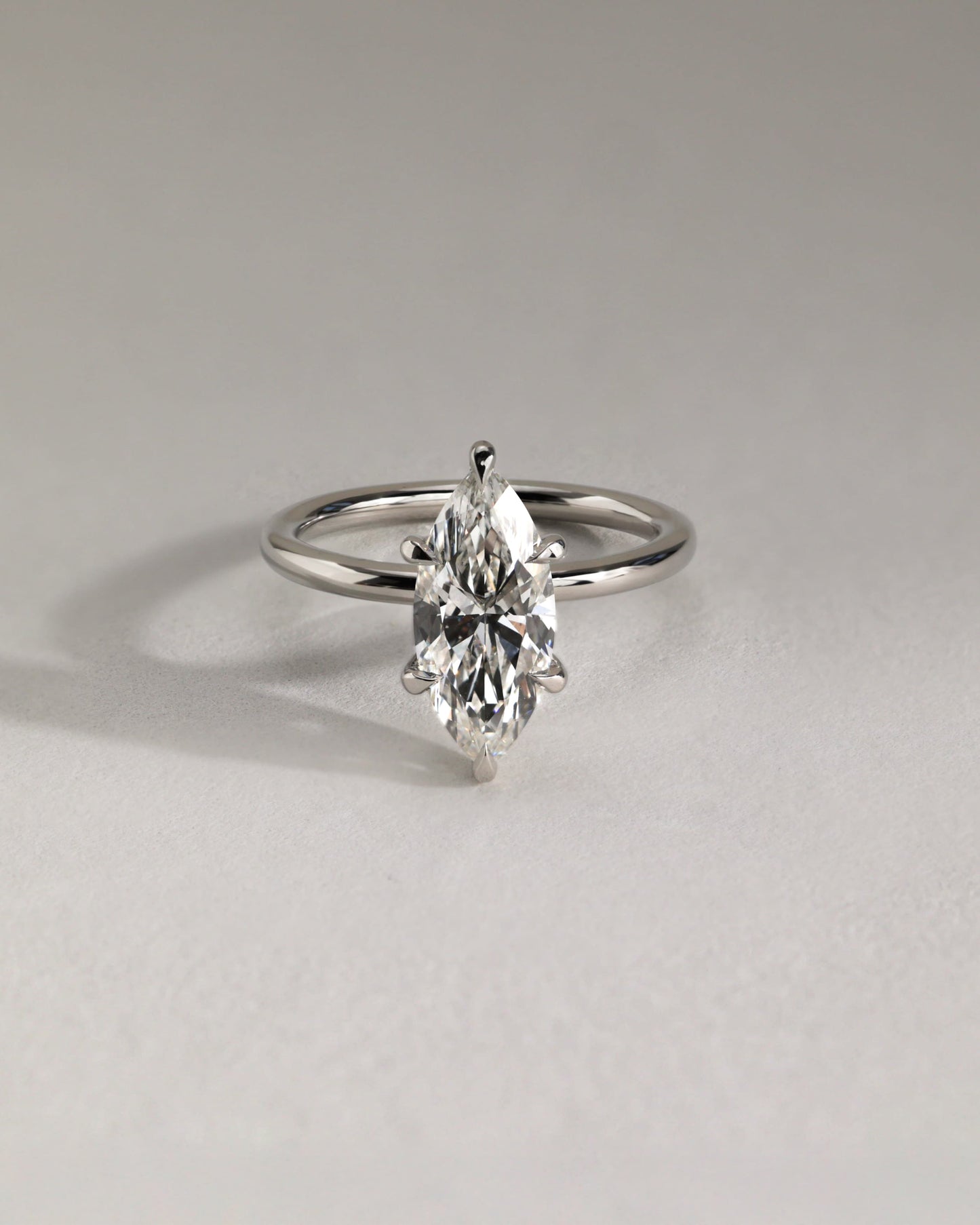 Zariyah - Marquise Claw Solitaire with Hidden Halo Engagement Ring - Platinum
