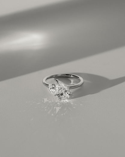Francesca - Pear and Pear Claw Toi et Moi Engagement Ring - Yellow Gold