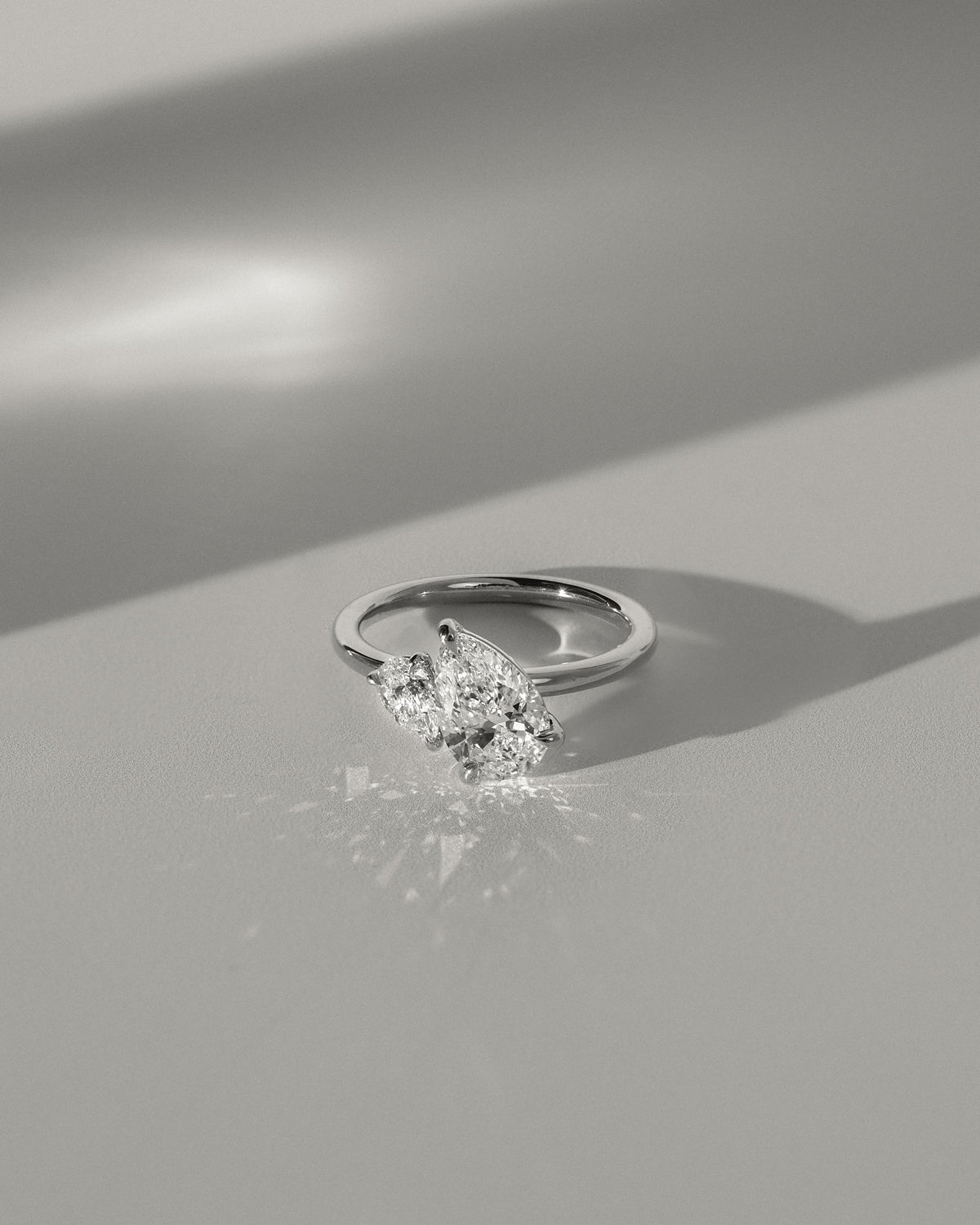 Francesca - Pear and Pear Claw Toi et Moi Engagement Ring - Yellow Two-Tone
