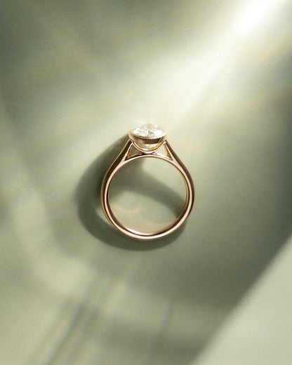 Daphne - Oval Bezel Solitaire with Cathedral High Setting Engagement Ring - Yellow Gold