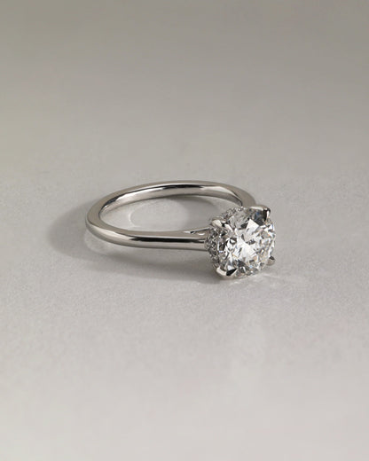 Bonnie - Round Claw Solitaire with Hidden Halo and Cathedral High Setting Engagement Ring - Platinum