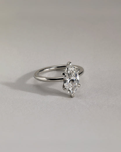Stephanie - Marquise Claw Solitaire Engagement Ring - Yellow Two-Tone