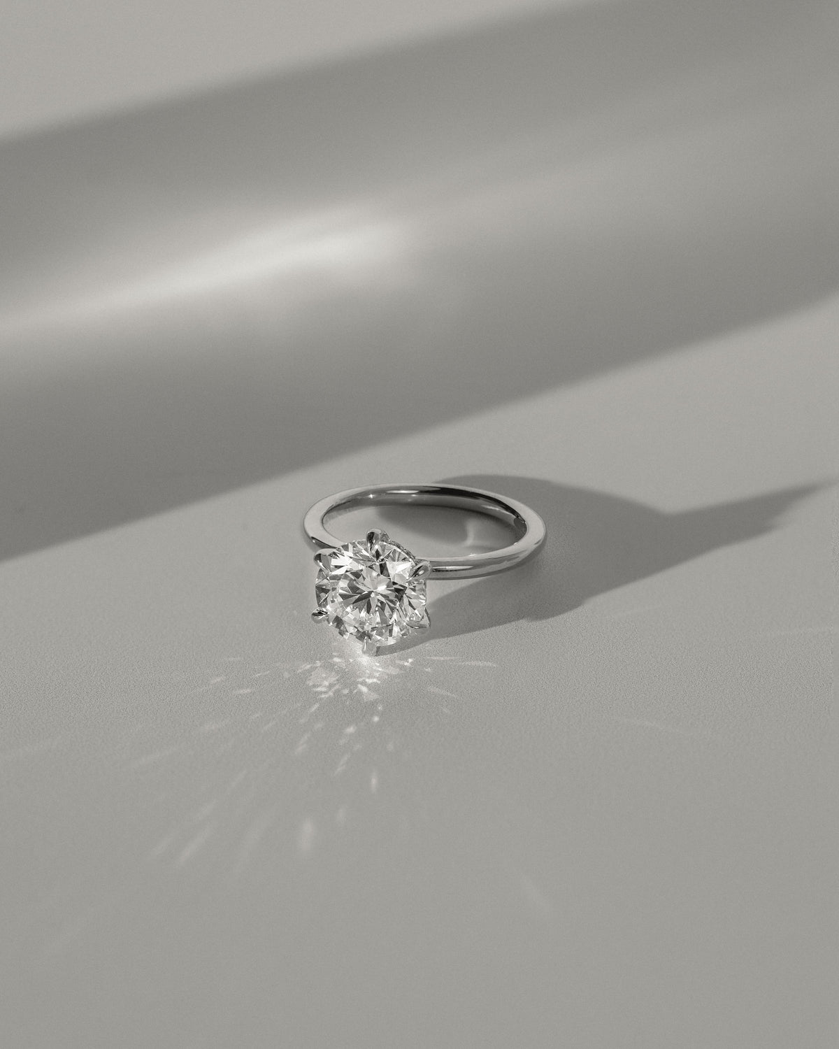 Anna - Round Claw Solitaire with Hidden Halo Engagement Ring - White Gold - white gold - Lara Jewels