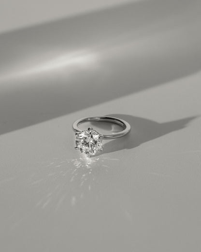Anna - Round Claw Solitaire with Hidden Halo Engagement Ring - White Gold - white gold - Lara Jewels