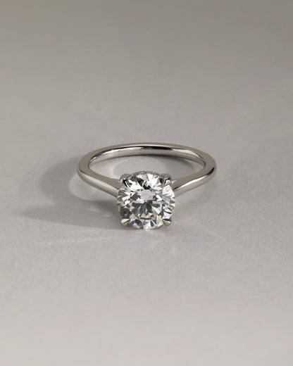 Bonnie - Round Claw Solitaire with Hidden Halo and Cathedral High Setting Engagement Ring - Platinum