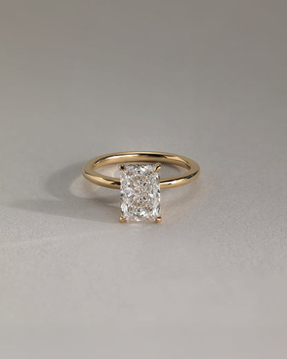 Carly - Radiant Claw Solitaire with Hidden Halo Engagement Ring - Yellow Gold