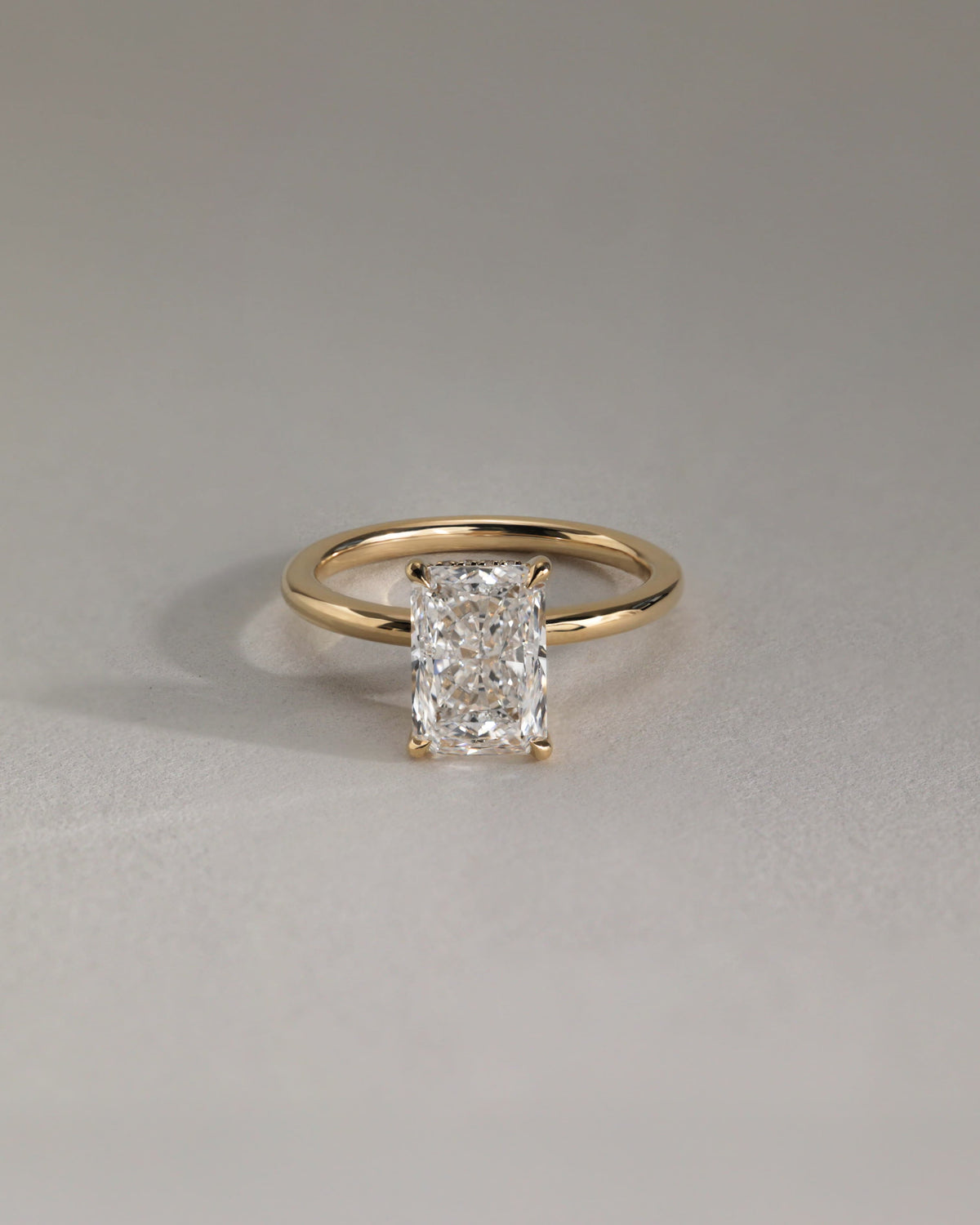 Carly - Radiant Claw Solitaire with Hidden Halo Engagement Ring - Rose Two-Tone