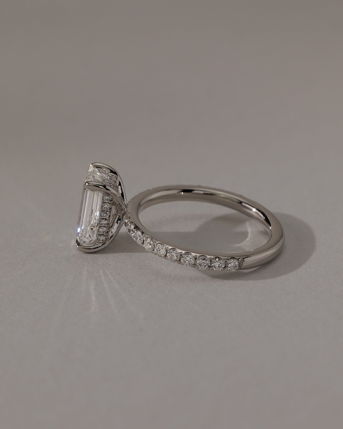 Gwyneth - Emerald Claw Solitaire with Hidden Halo and Pave Band Engagement Ring - Rose Two-Tone - Lifestyle