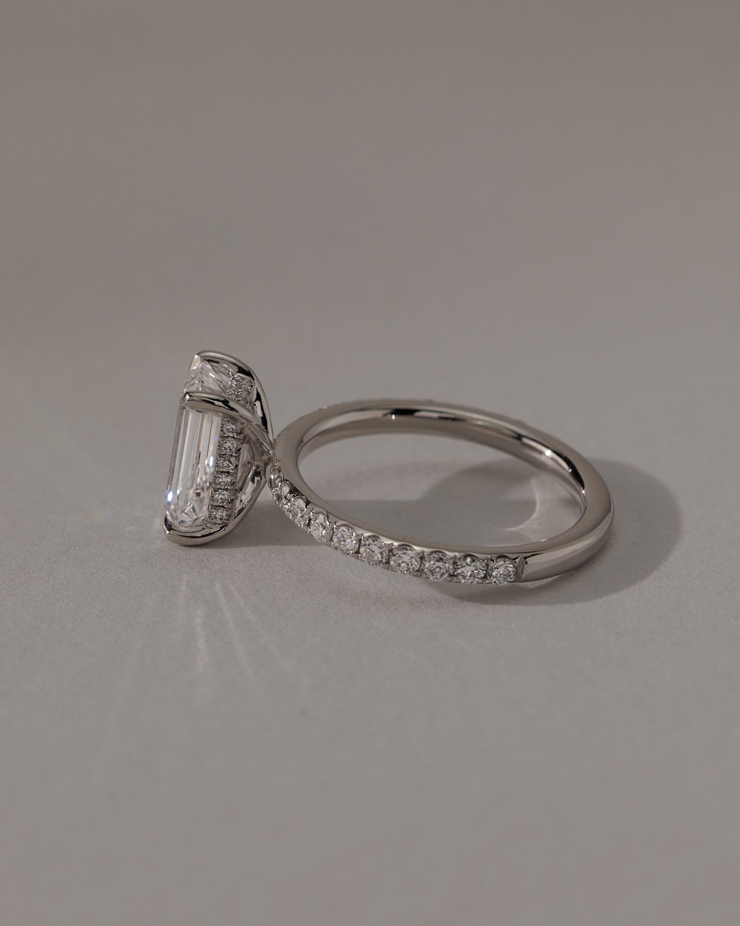 Gwyneth - Emerald Claw Solitaire with Hidden Halo and Pave Band Engagement Ring - Rose Gold