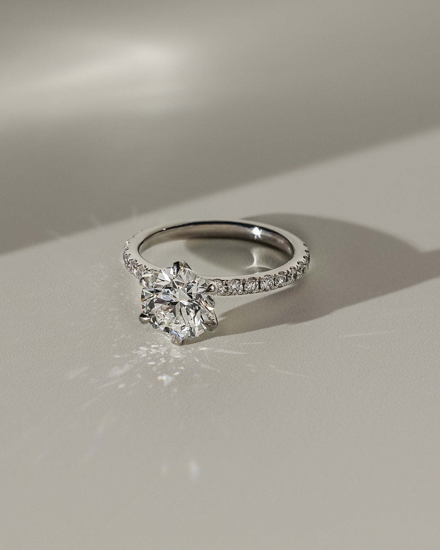 Alexandria - Round Claw Solitaire with Pave Band Engagement Ring - Rose Two-Tone - Lifestyle