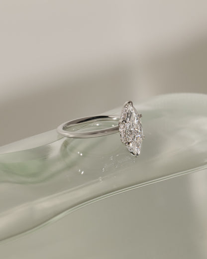 Zariyah - Marquise Claw Solitaire with Hidden Halo Engagement Ring - Platinum