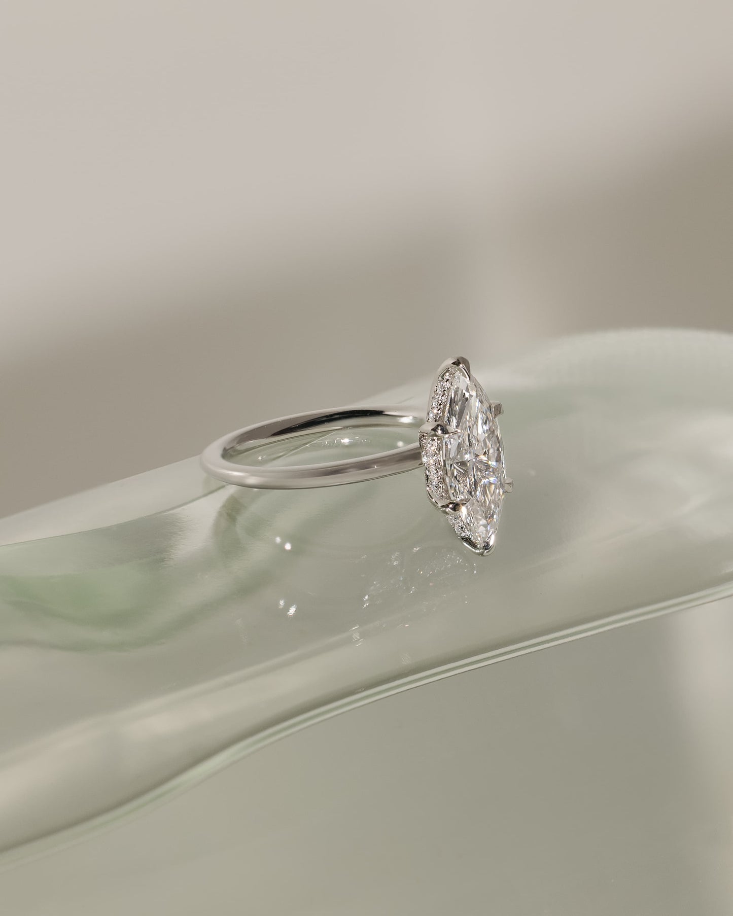 Zariyah - Marquise Claw Solitaire with Hidden Halo Engagement Ring - Yellow Gold