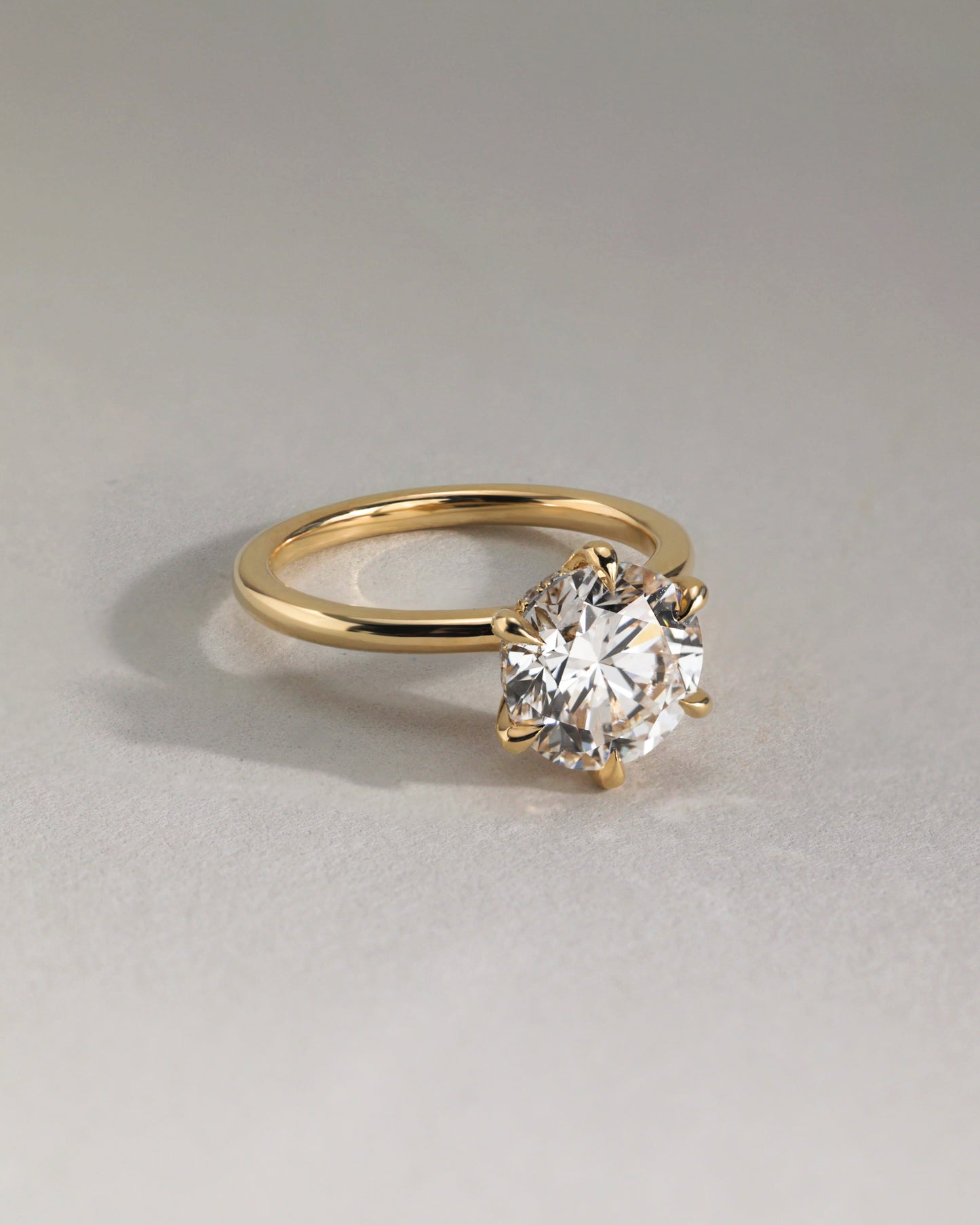 Anna - Round Claw Solitaire with Hidden Halo Engagement Ring - Rose Two-Tone - Lifestyle