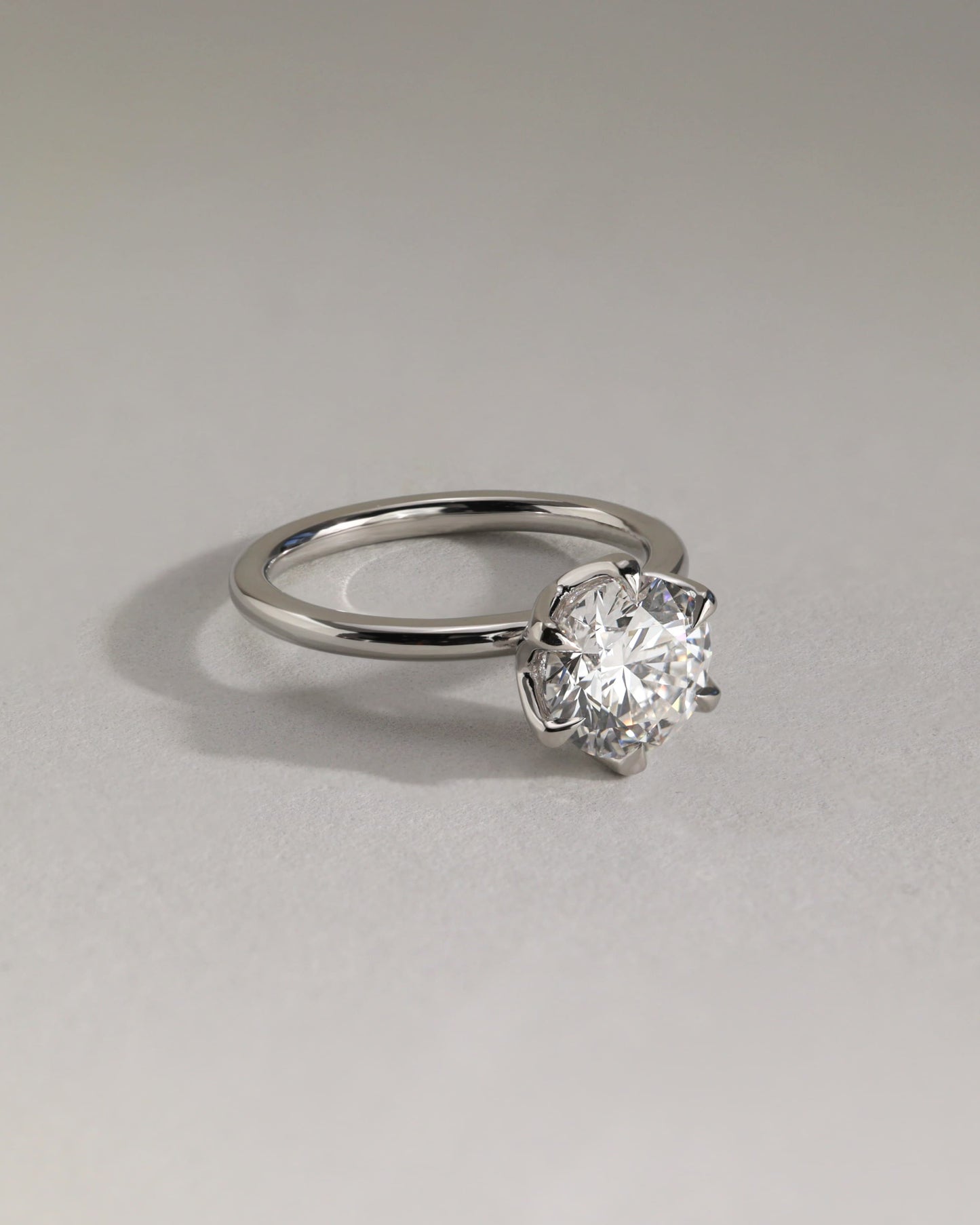 Iris - Round Claw Solitaire with Petal Gallery Engagement Ring - Yellow Two-Tone