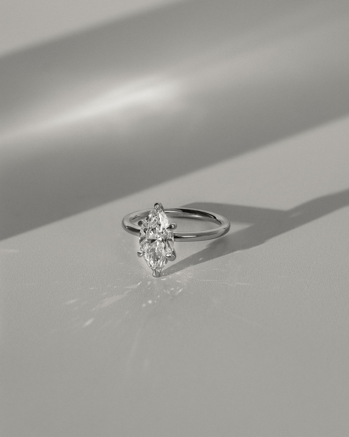 Stephanie - Marquise Claw Solitaire Engagement Ring - Rose Two-Tone