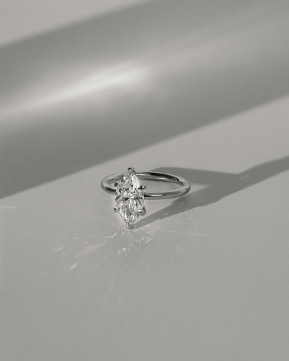 Stephanie - Marquise Claw Solitaire Engagement Ring - Rose Two-Tone