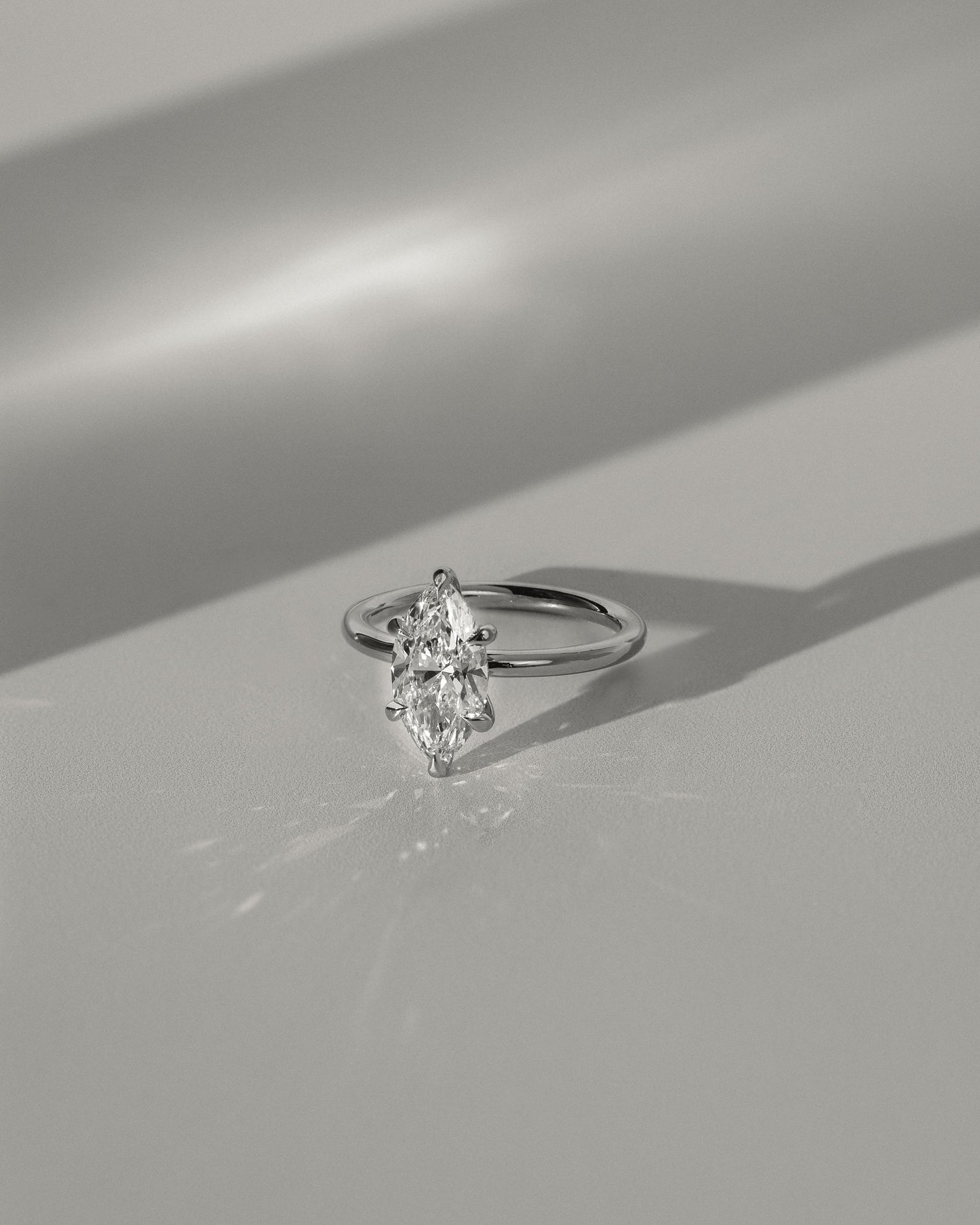 Stephanie - Marquise Claw Solitaire Engagement Ring - White Gold