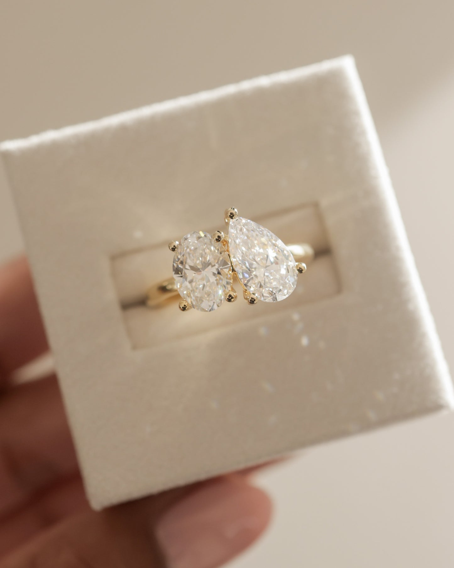 April - Pear and Oval Claw Toi et Moi Engagement Ring - Rose Two-Tone - Lifestyle