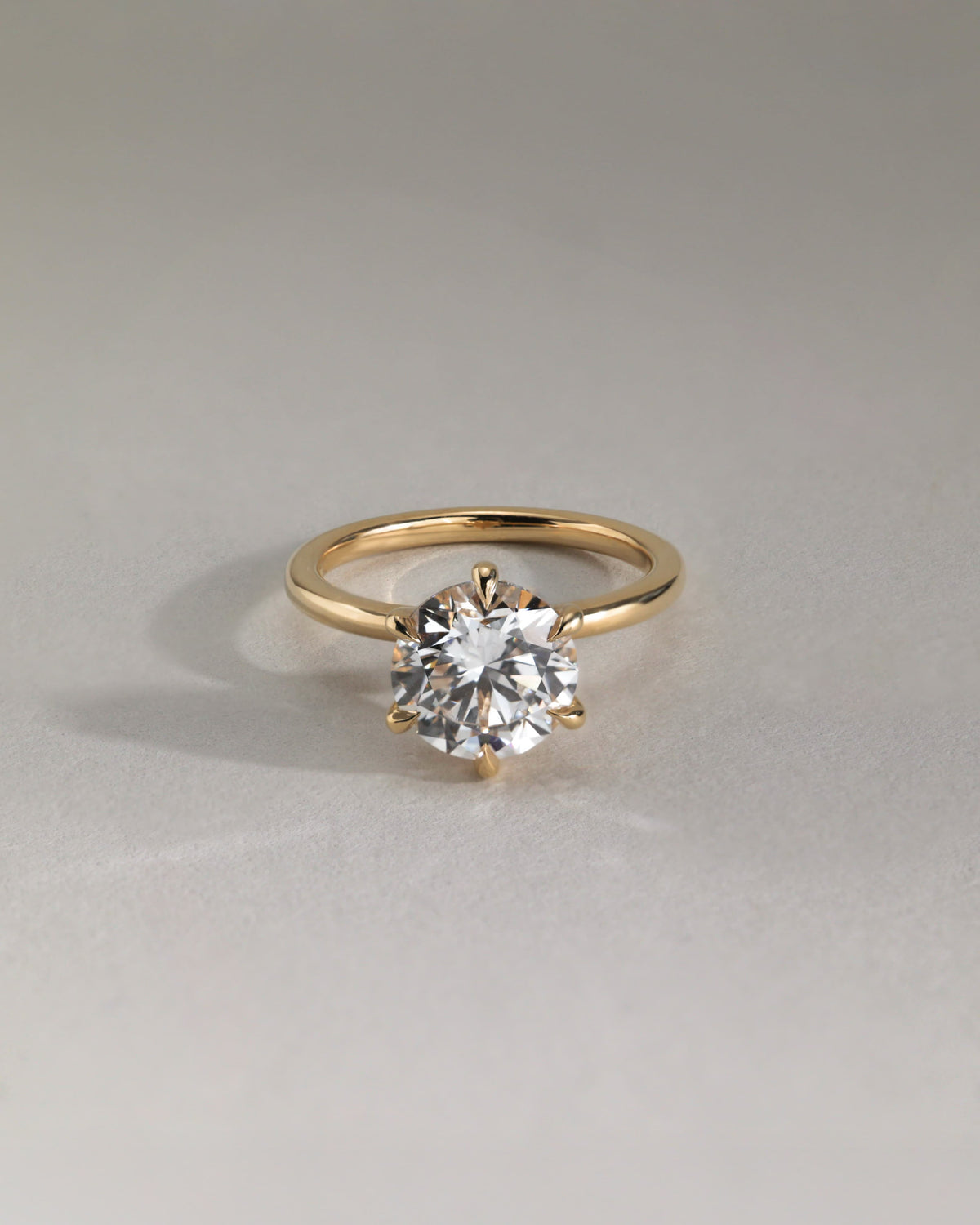 Anna - Round Claw Solitaire with Hidden Halo Engagement Ring - Yellow Gold - yellow gold - Lara Jewels