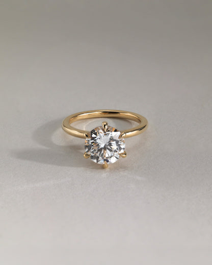 Anna - Round Claw Solitaire with Hidden Halo Engagement Ring - Yellow Gold - yellow gold - Lara Jewels