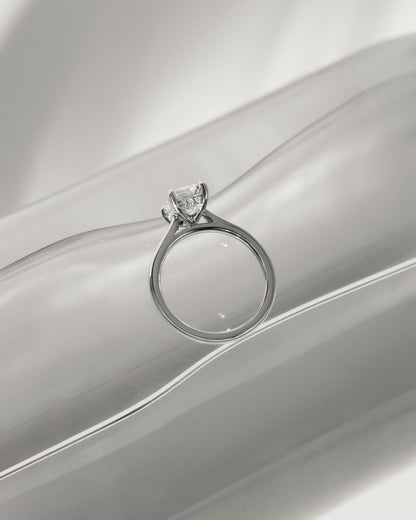 Jane - Emerald Claw Solitaire with Hidden Halo and Cathedral High Setting Engagement Ring - Yellow Gold
