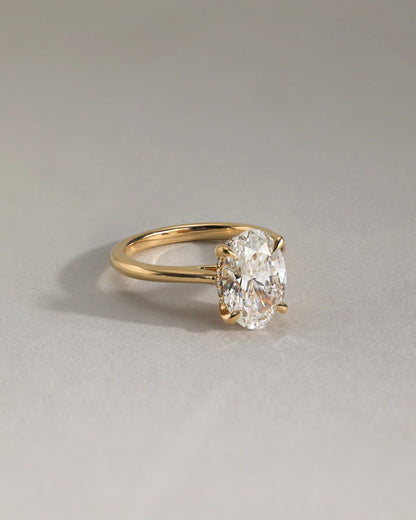 Bethany - Oval Claw Solitaire with Hidden Halo, Tapered Band and Cathedral High Setting Engagement Ring - Platinum