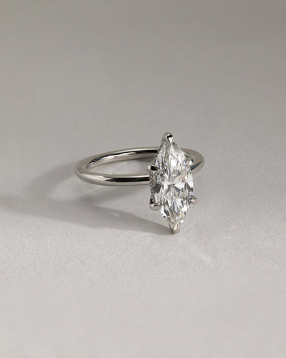Zariyah - Marquise Claw Solitaire with Hidden Halo Engagement Ring - Platinum