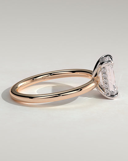 Alice - Emerald Claw Solitaire with Hidden Halo Engagement Ring - Rose Two-Tone - rose two-tone - Lara Jewels
