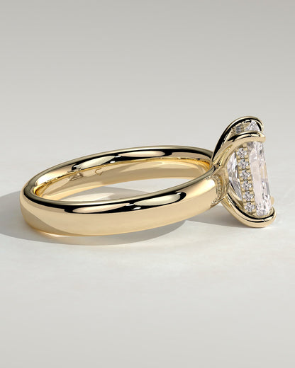 Angelina - Radiant Claw Solitaire with Cigar Band and Hidden Halo Engagement Ring - Yellow Gold - yellow gold - Lara Jewels