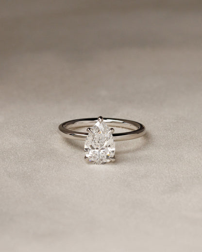 Alia - Pear Claw Solitaire Engagement Ring - Platinum - platinum - Lara Jewels