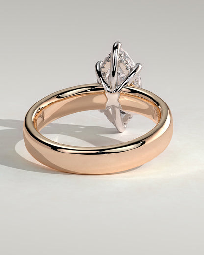 Gigi - Marquise Claw Solitaire with Cigar Band and Hidden Halo Engagement Ring - Rose Two-Tone