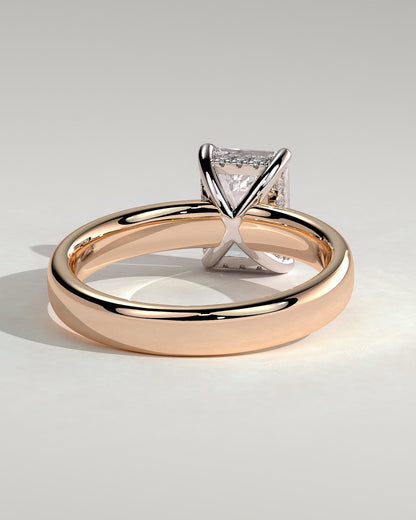 Kate - Emerald Claw Solitaire with Cigar Band and Hidden Halo Engagement Ring - Rose Two-Tone