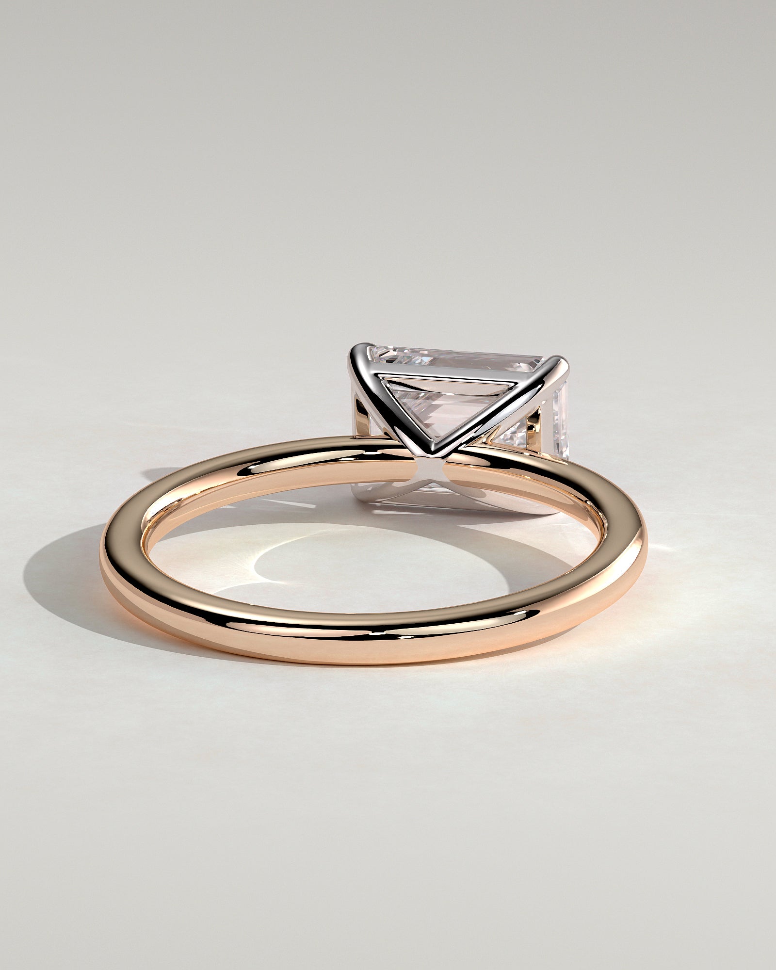 Debbie - Emerald East West Claw Solitaire Engagement Ring - Rose Two-Tone - Rose Two-Tone 2ct