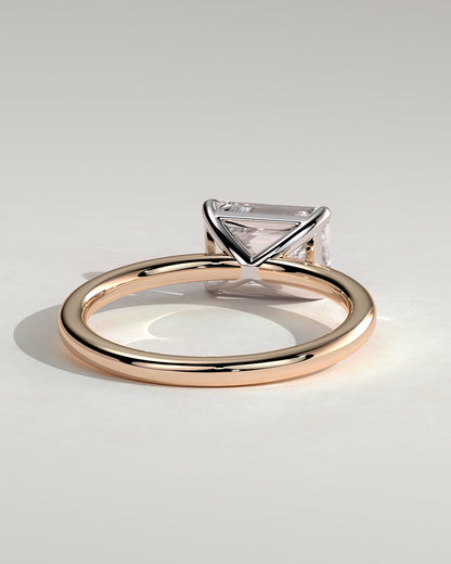 Debbie - Emerald East West Claw Solitaire Engagement Ring - Rose Two-Tone